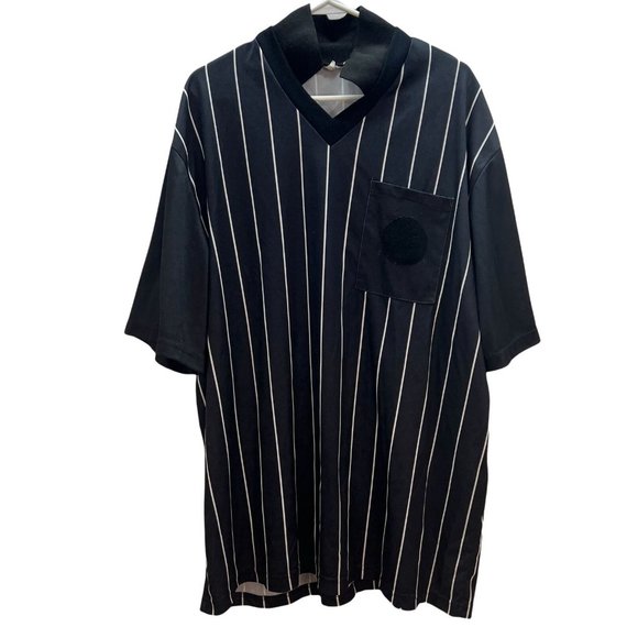 Soccer Referee Mens XXL Short Sleeve Shirt Black with White Stripe - Picture 1 of 7
